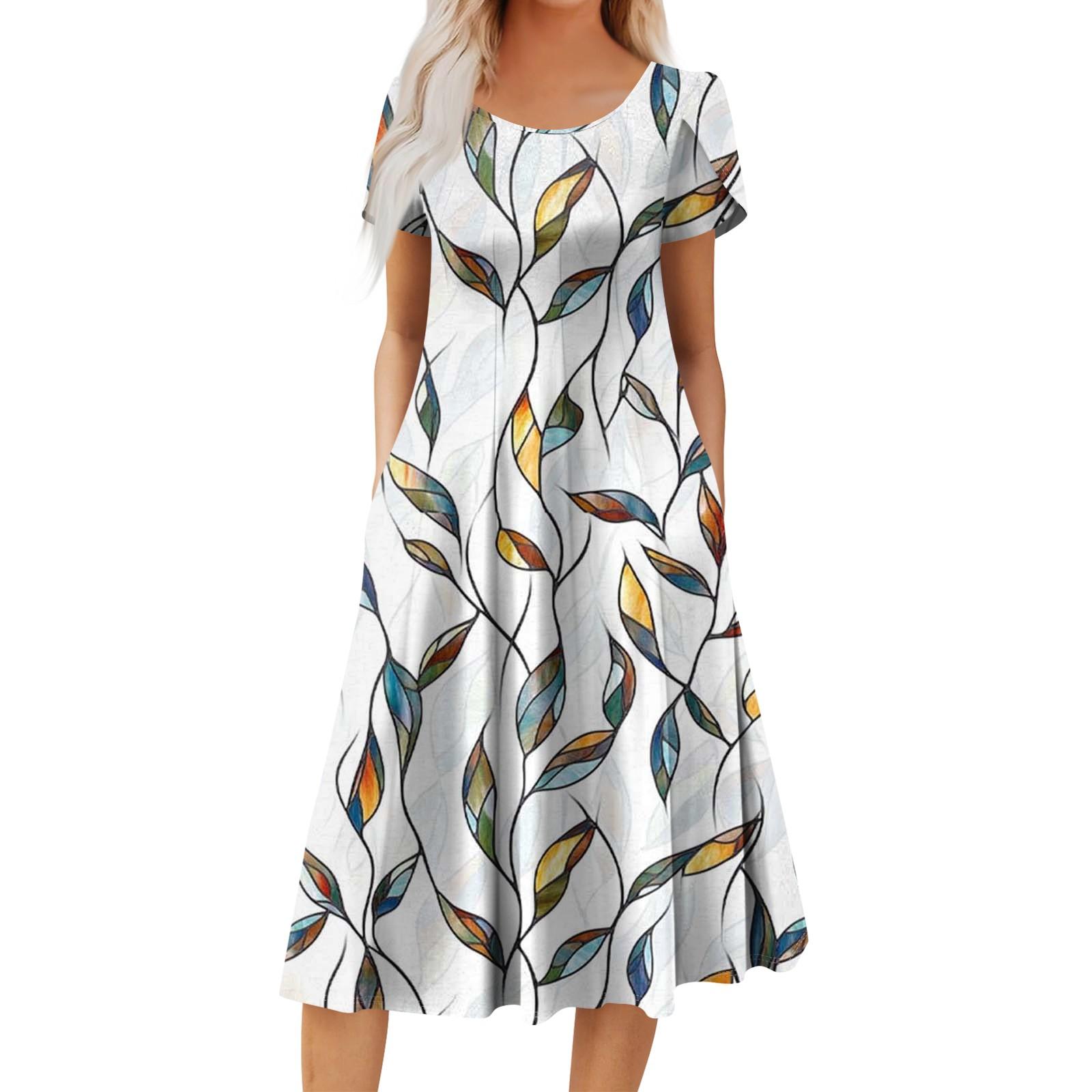 

Женское повседневное модное платье миди с круглым вырезом и коротким рукавом, модное свадебное платье для гостей XL белый