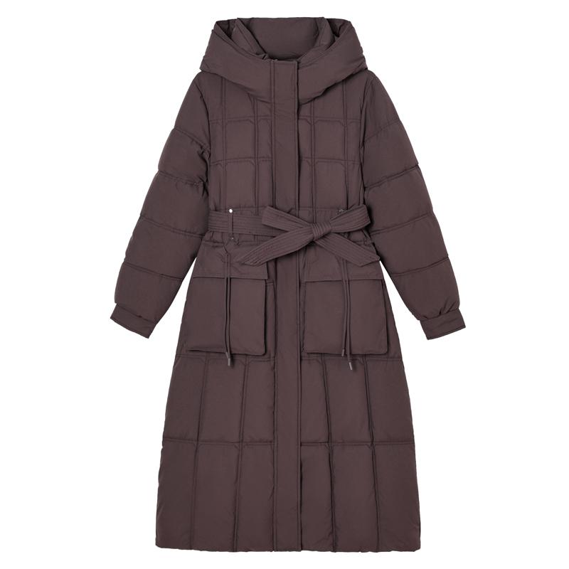 Fashion Woman Winter Long Coats Hooded Thick Warm Casual Winter Jacket Women's Parkas With Belt