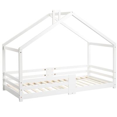 Single Bedstead Smooth Surface Mildew-proof Fence Design Sturdy Construction Good Load-bearing Wooden Anti-fall Modern Bed Bedroom Furniture for Kids