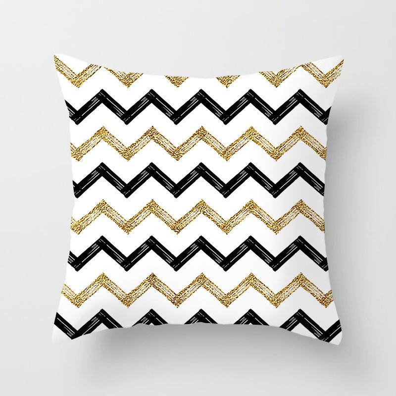 New Simple Geometric Stripes Wavy Golden Peach Leather Velvet Pillowcase Car Sofa Cushion Pillowcase