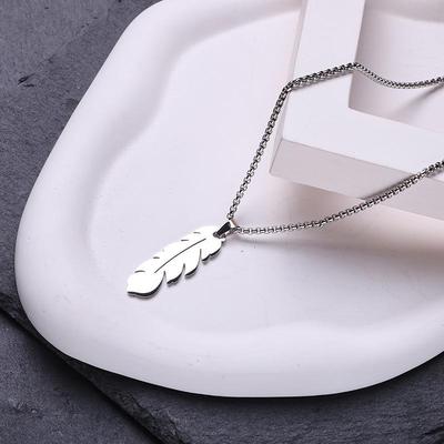 Minimalist Titanium Steel Feather Necklace - Stylish Ins-Inspired Stainless Steel Pendant for Trendsetters