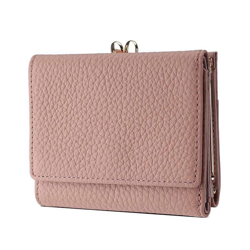 Premium Women's RFID Blocking Genuine Leather Wallet with Alloy Trim, Compact Coin Pocket & Anti-Theft Design