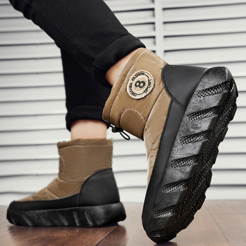 Men's Platform Snow Boots Velvet Warm Outdoor Bread Shoes High Quality High Top Plush Mens Boots Couple Thick-soled Cotton Shoes
