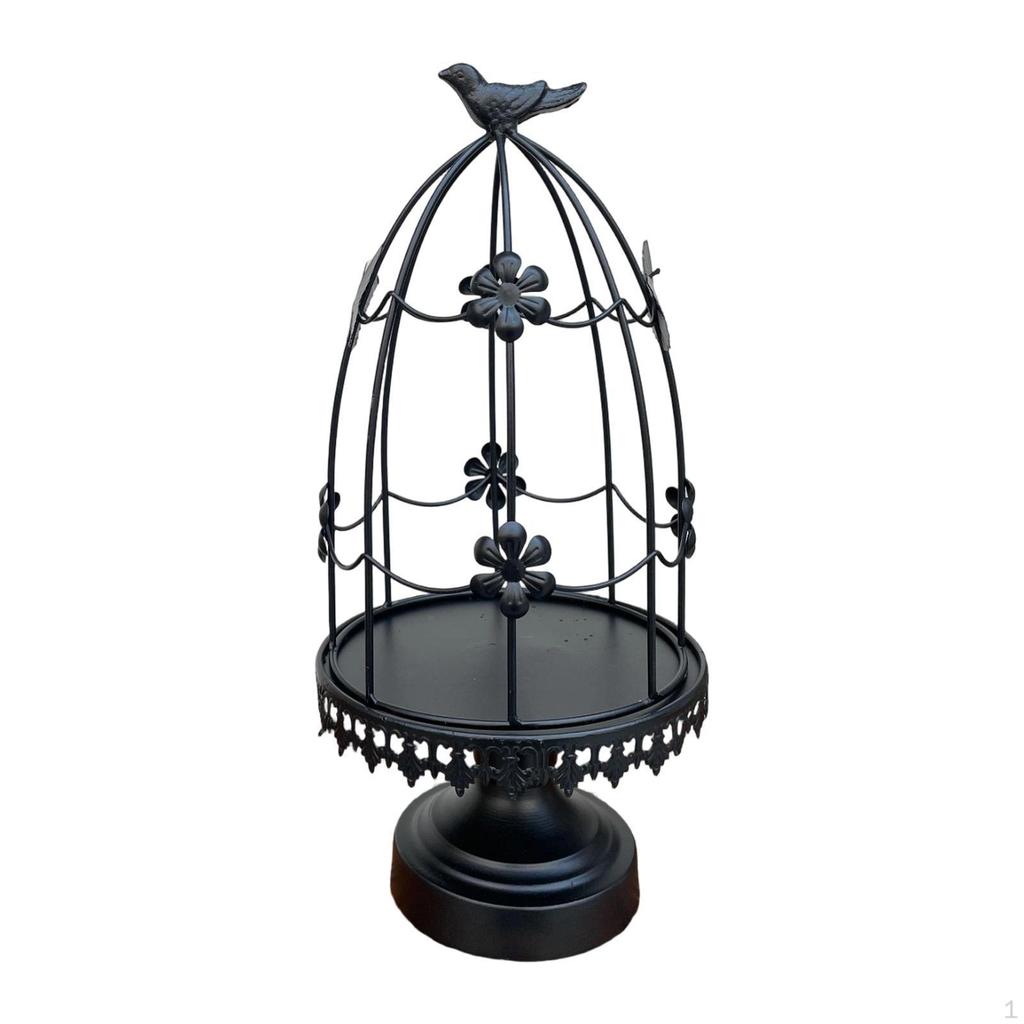 Birdcage Candle Holder Stand Iron Candlestick Tealight for Dinner Home