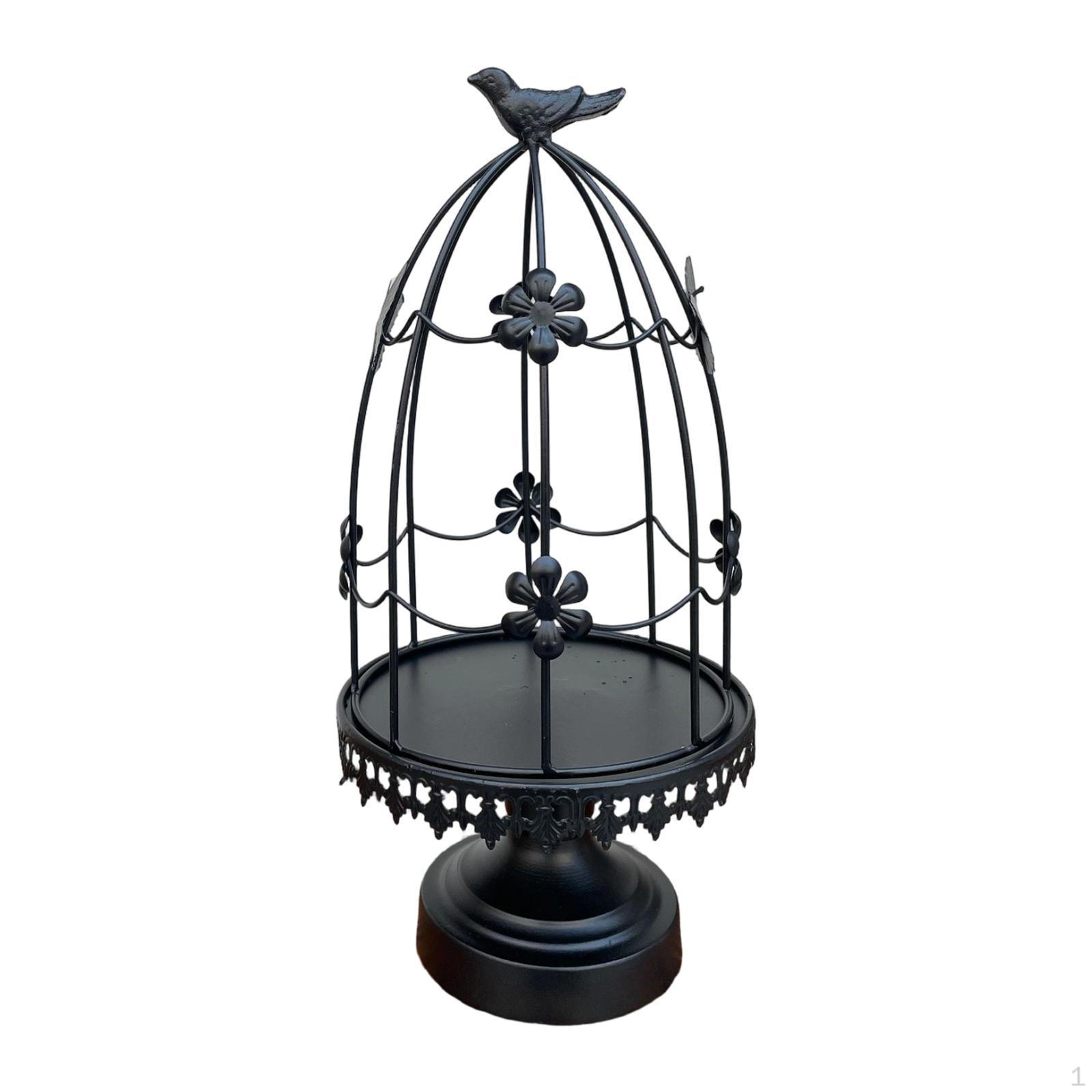 

Birdcage Candle Holder Stand Iron Candlestick Tealight for Dinner Home чёрный