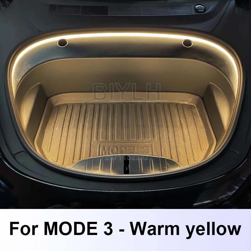 For Tesla Model 3 2021-2023 Front Trunk Ambient Light Model Y Trunk Lamp Car LED Light Flexible waterproof light bar Accessories 21-23 M3 Yellow