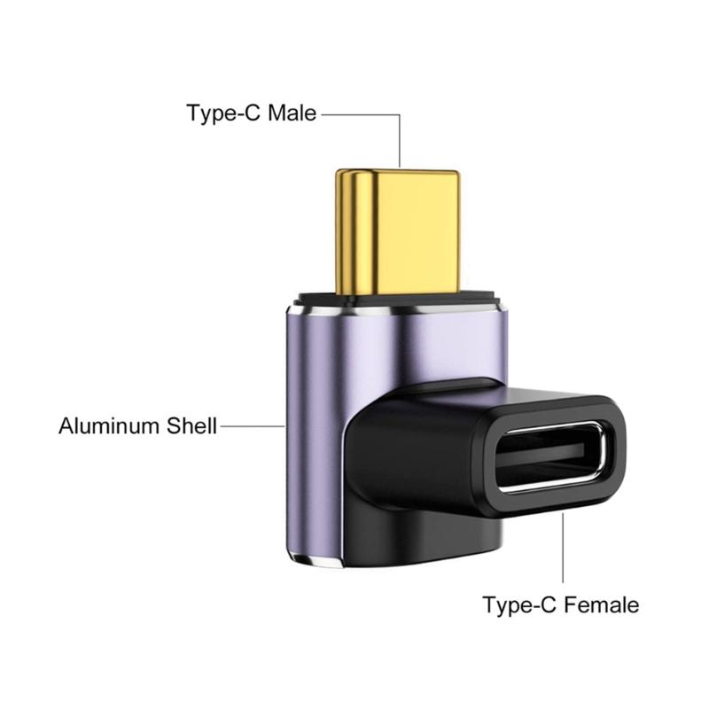 USB C Male to Female Adapter Right Angle 90 Degree PD 100W 40Gbps 8K HD Type C Male to Female Adapter