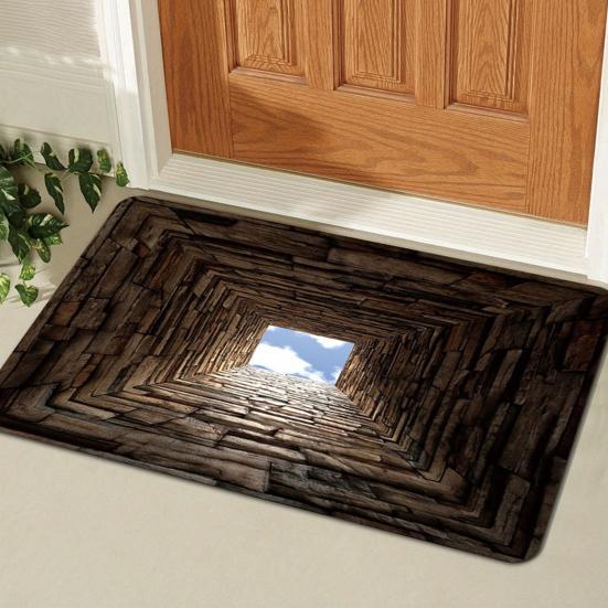 Optical Illusion Rug Non-Slip 3D Visual Trap Floor Mat Bottomless Hole Design Doormat for Entrance Living Room Playroom Office