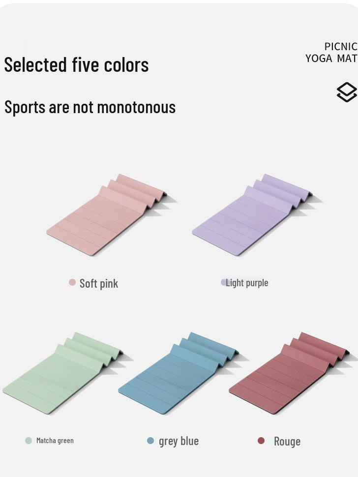 Foldable Non-Slip TPE Yoga Mat - Odorless Professional Exercise & Lunch Break Mat