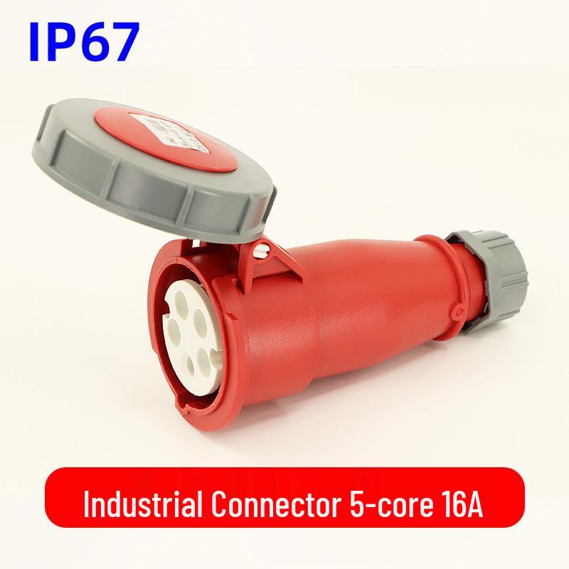 Waterproof 3-core 4-pin 5-hole Male-Female Aviation Plug Socket, Three-Phase Electrical Connector, 16A/32A, IP67.