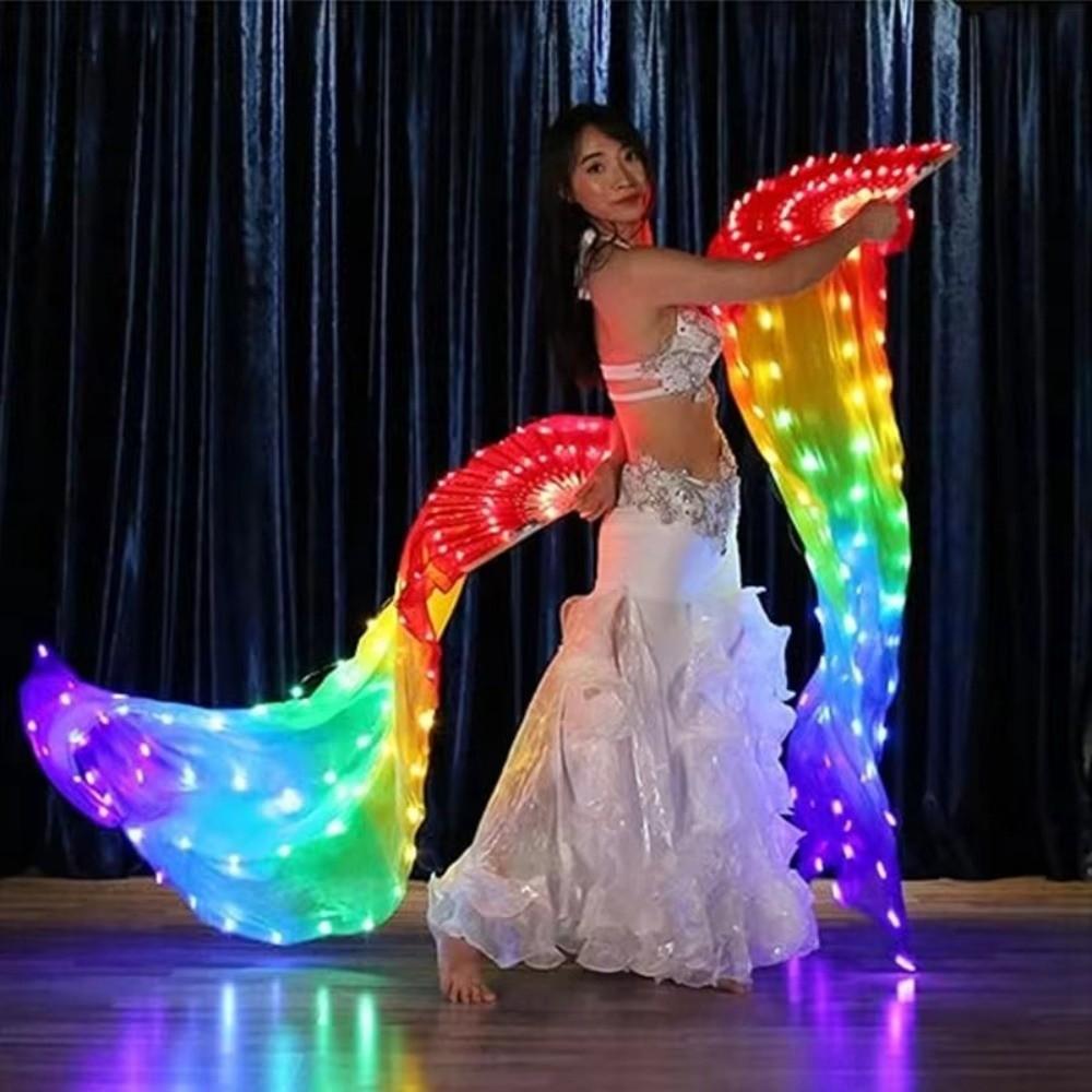 Ventaglio da Palco Classico Multicolore Lungo Ventaglio di Seta Ventaglio Luminoso da Danza Halloween