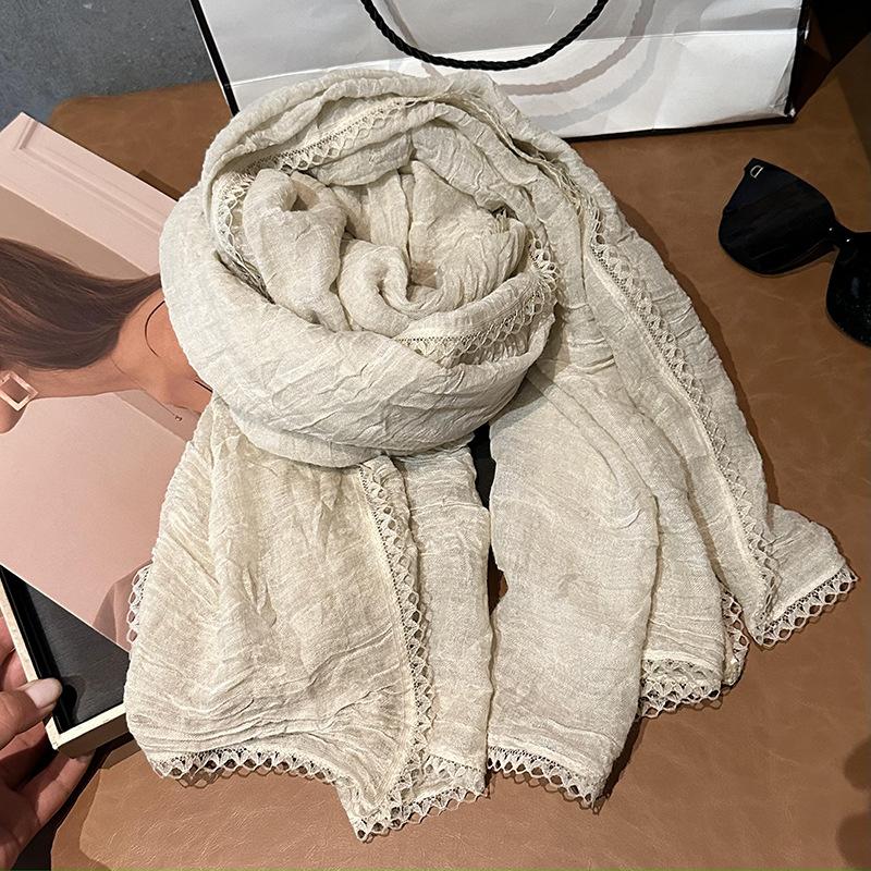 Scarf female autumn and winter new student small fresh literary solid color silk scarf multi-functional warm shawl scarf