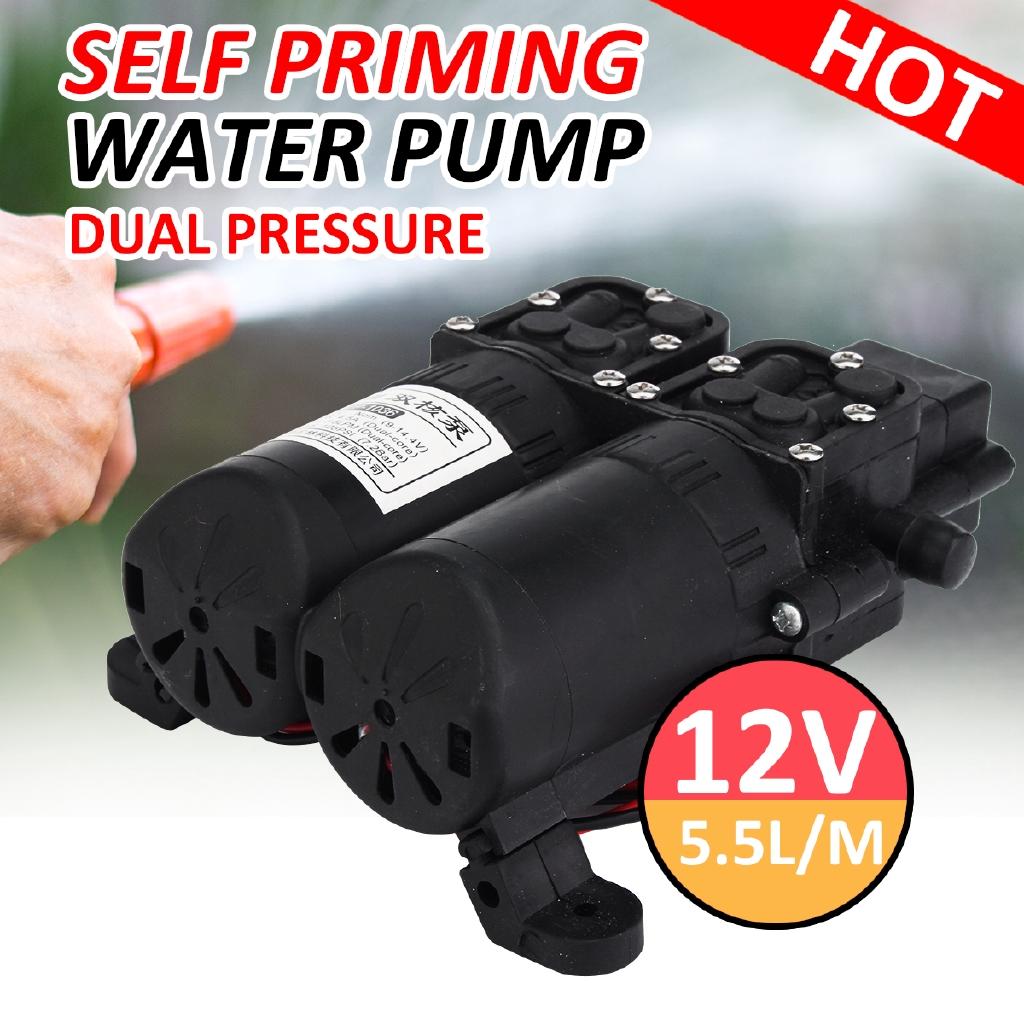 4.5A 12V Dual Electric Motor 5.5LPM 105PSI High Pressure Self Priming Diaphragm Water Pump For Home Garden Boat Caravan Marine Pump