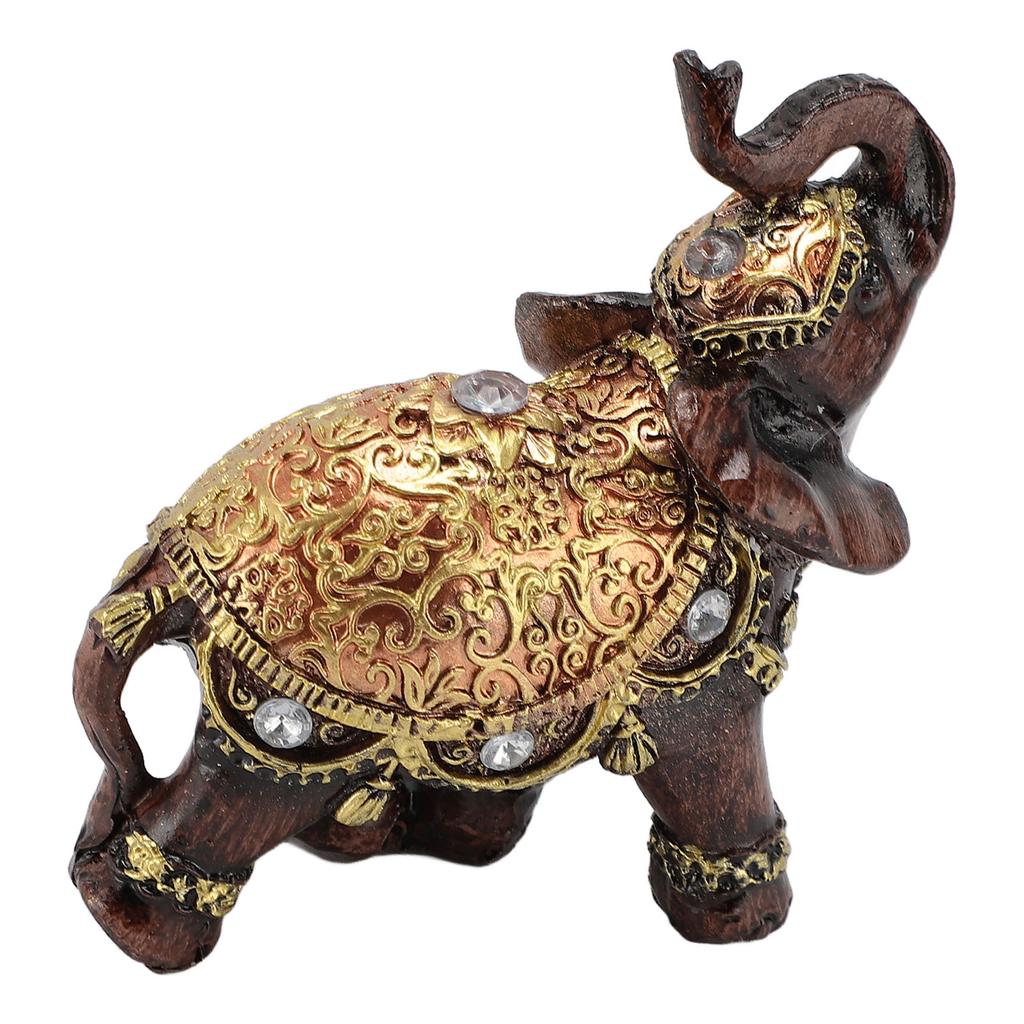 Wealth Resin Statue Elephant Lucky Feng Shui Elephant Figurine Home Decoration For Living Room