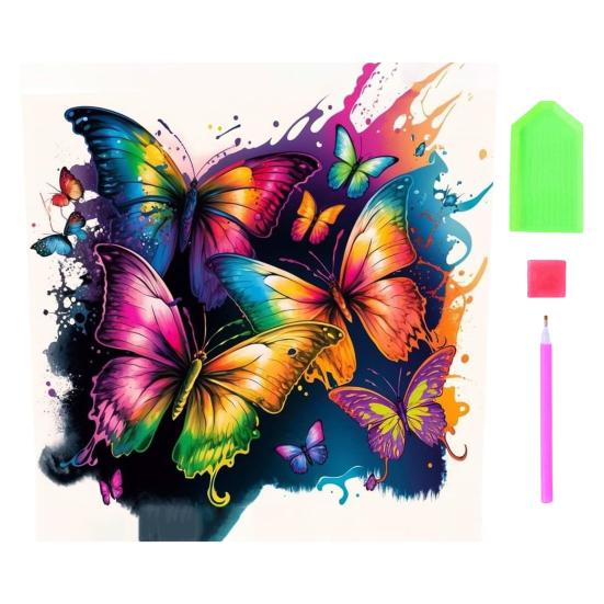 Rhinestone Painting Butterfly 5D Embroidery Full Drill Shiny Rhinestone Colorful DIY Art Crafts Handwork Wall Decoration