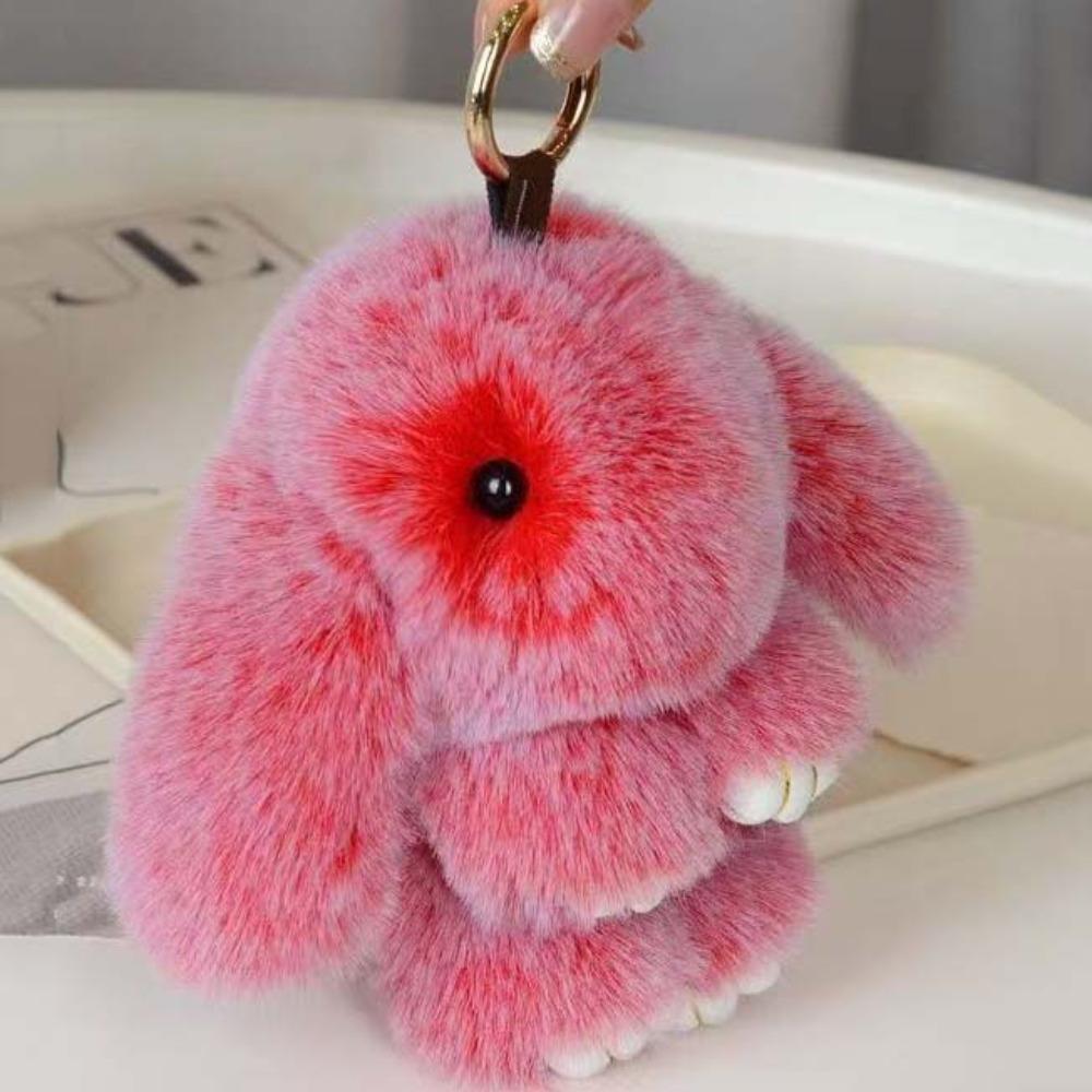 Lovely Play Dead Rabbit Doll Fluffy Plush Rabbit Pendant Rabbit Fur Keychain  Children's Toys