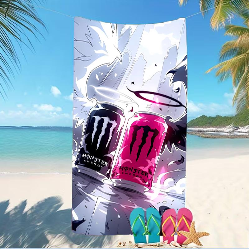 Strandtuch mit Monster Energy LOGO Muster - weich, saugfähig, maschinenwaschbar Leicht&Modern, Schwimmen, Reise-Essentials
