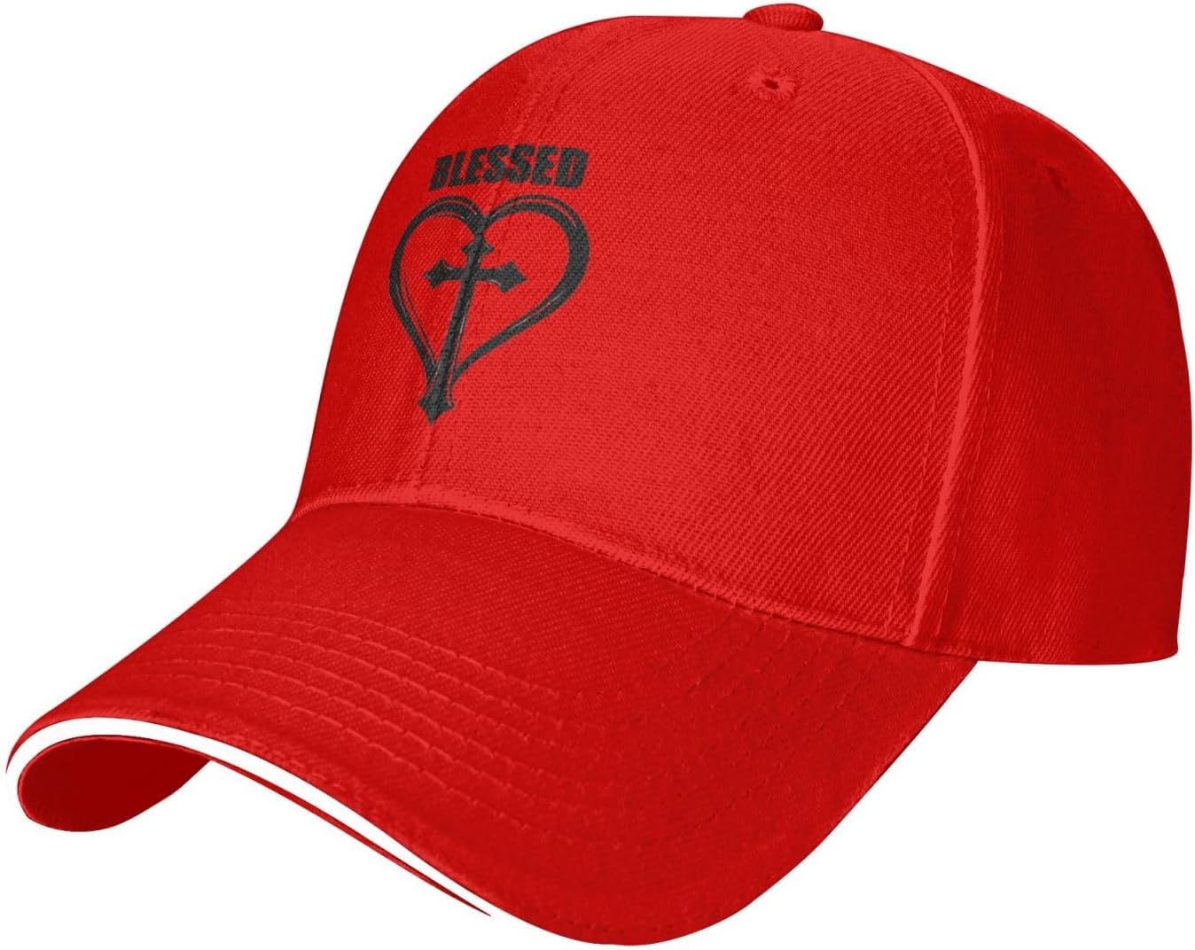 

Blessed Heart Cross Baseball Cap Polyester Casual Adjustable Dad Hat for Men Women One Size