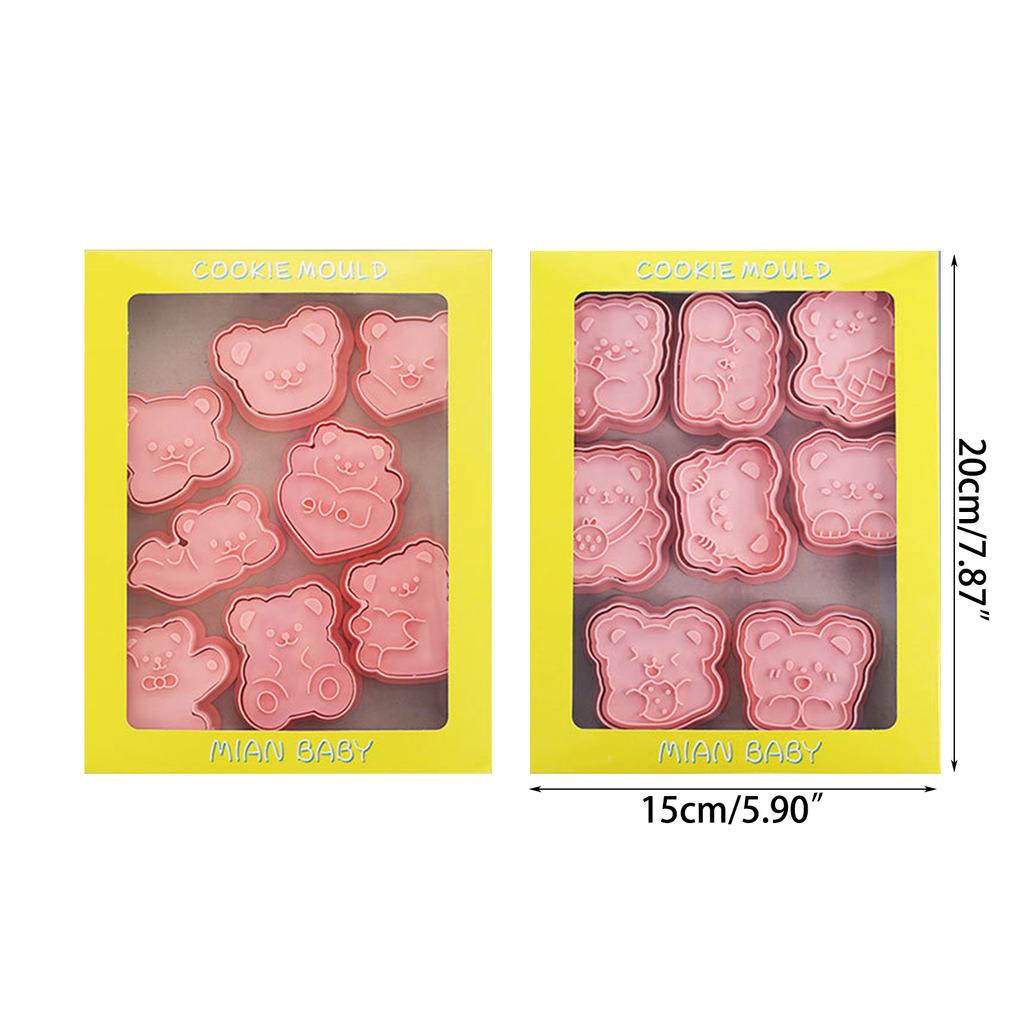 16Pcs Cartoon Bear Hand Pie Molds Mini Cookie Baking Mould Dough Press Mold Cookie Stamper Tool for Mother Day Gift