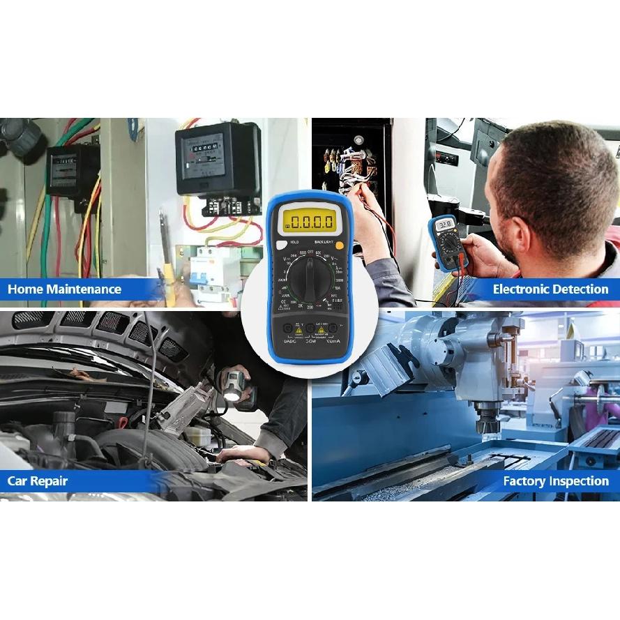 Multimeter 3 1/2 Digit LCD Multimeter Backlight DMM Measure DC AC Voltage Current Resistance Temperature Diode Continuity hFE