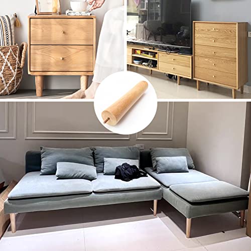 aleawol Set of 4 25cm Wooden Sofa Legs, M8 Compatible, Replacement Furniture Legs, Heavy-Duty Cone-Shaped Support Legs, Non-Slip Mats, Bolts Included,