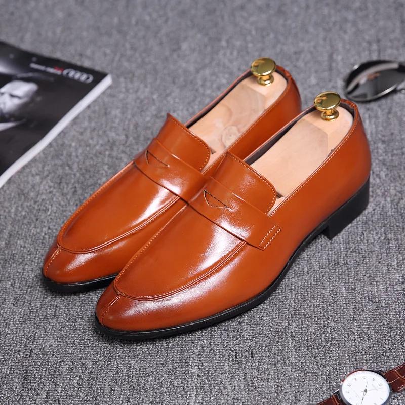 

Мужские пенни-лоферы слипоны из кожи мужские повседневные офисные деловые туфли мужские модные вечерние свадебные формальные туфли обувь 9.5