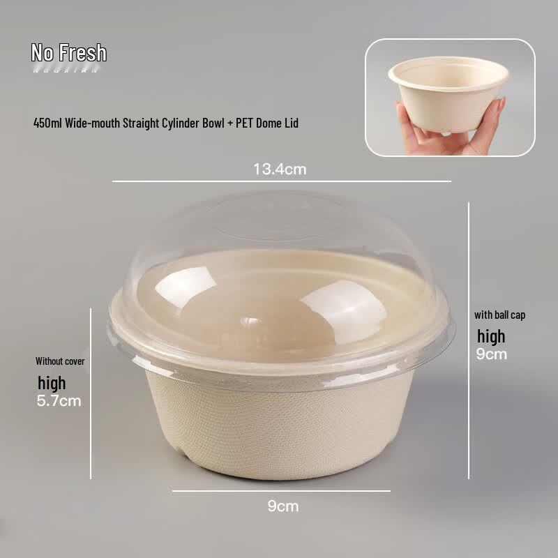 450ml Disposable Paper Pulp Bowls with Dome Lids