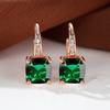Rainbow Zircon Hoop Earrings Multicolor Crystal Square Stone Earrings Vintage Gold Color Wedding Earrings for Women Party