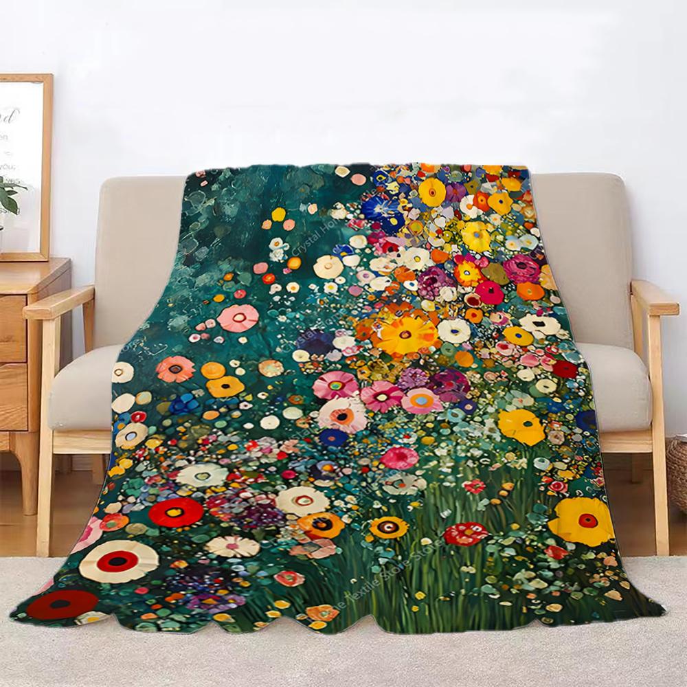 Beautiful Flowers Print Flannel Blanket,Soft Warm Throw Blanket Nap Blanket For Couch Sofa Office Bed Camping Trave Blanket Gift
