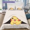 Different Pikachus Bedding Set, 1 Duvet Cover & 2 Pillowcases, Suitable for Home, Ideal Gift for Pokémon Fans