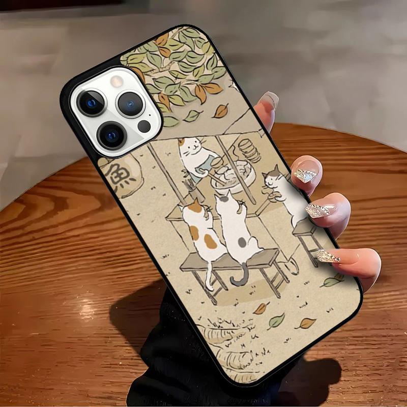 Japanese Cat Culture Aesthetic Art Phone Case For iPhone 17 Air 16 15 14 13 12 11 Pro Max Max Plus Bumper Case Cover