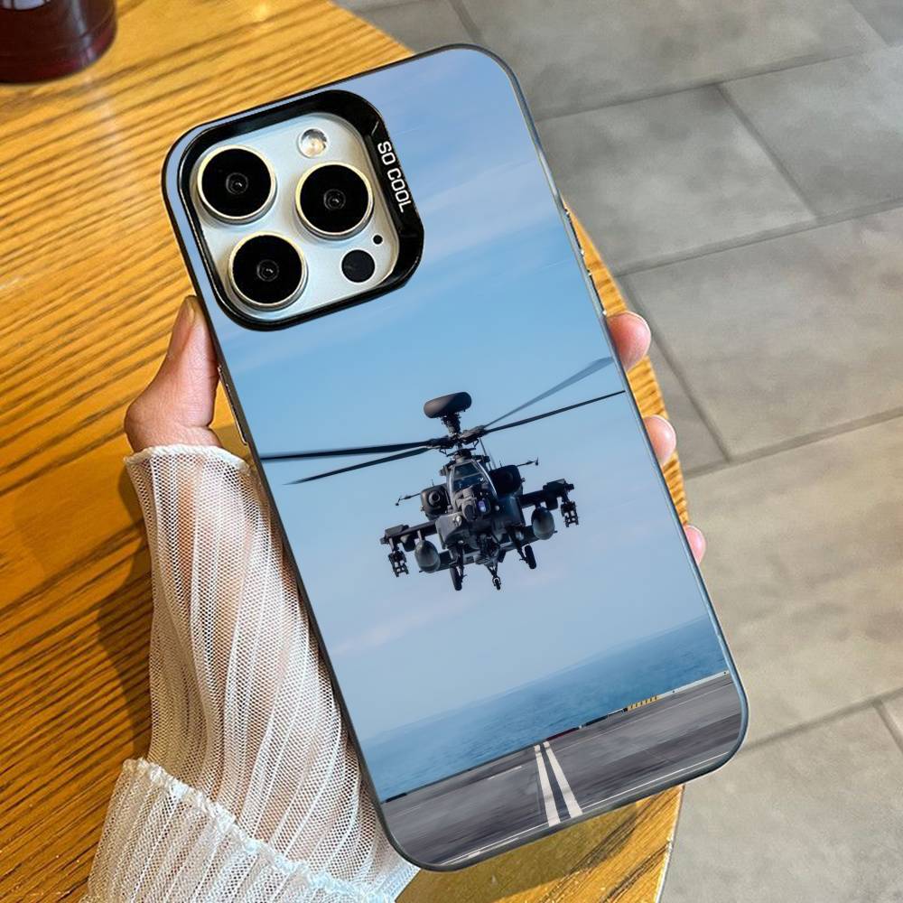 Apache AH-64 Helicopter Gunships Phone Case For iPhone 16 17 15 14 12 13 Pro Max Black Color Shockproof Cover