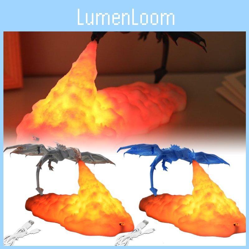 Printed Usb 3d Fire Breathing Dragon Shape Lamp Night Light Decoration Room