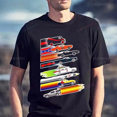 Camiseta de Coche Cult TV El Equipo A General Lee Kit Batmóvil Cazafantasmas Regreso al Futuro 6615X Dibujos Animados Camiseta para Hombre Hipster Y2k Camiseta