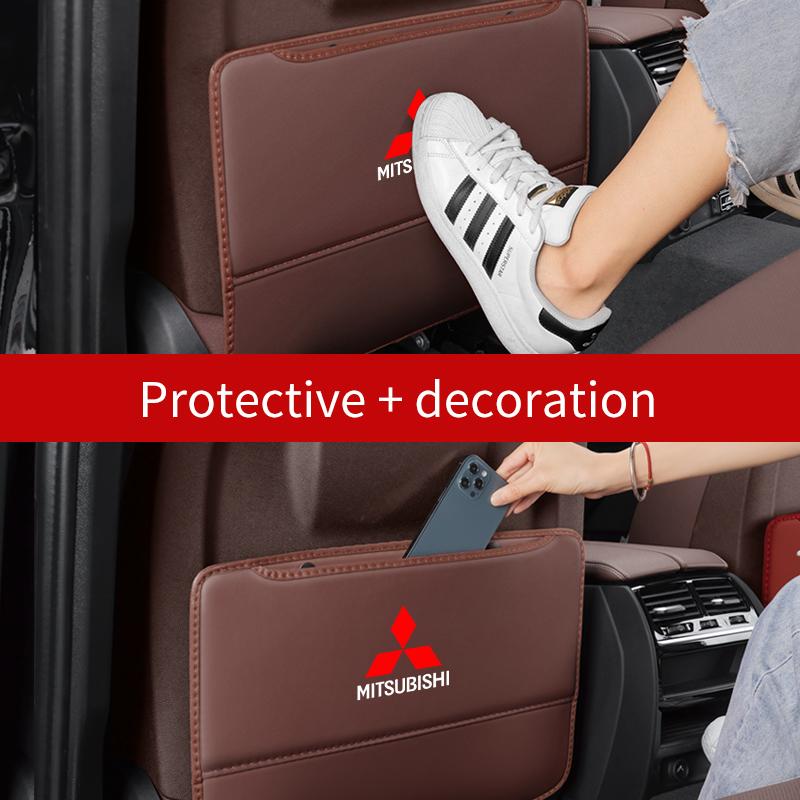Car Seat Back Protection Anti-Kick Pad Rear Seat Storage Bag For Mitsubishi Outlander Pajero Asx Lancer EX Evolution X Ralliart