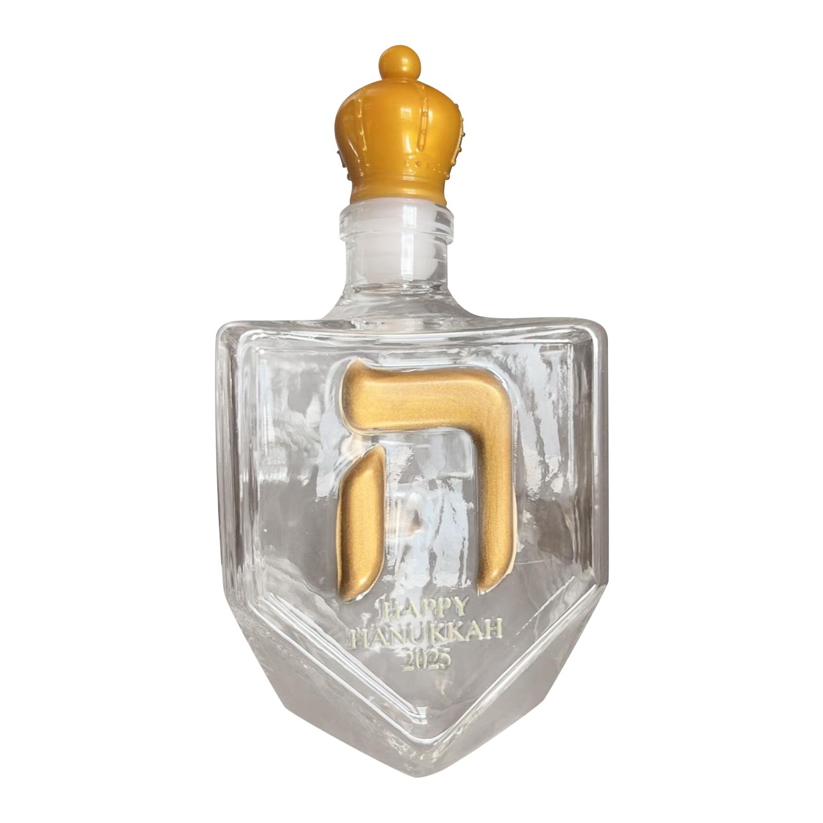 

Hanukkah Dreidel Whiskey Bottle Glass Liquor Decanter With Golden Hebrew Letters Crown Cap Menorah Decoration Jewish Collectible Gift For Festival One Size