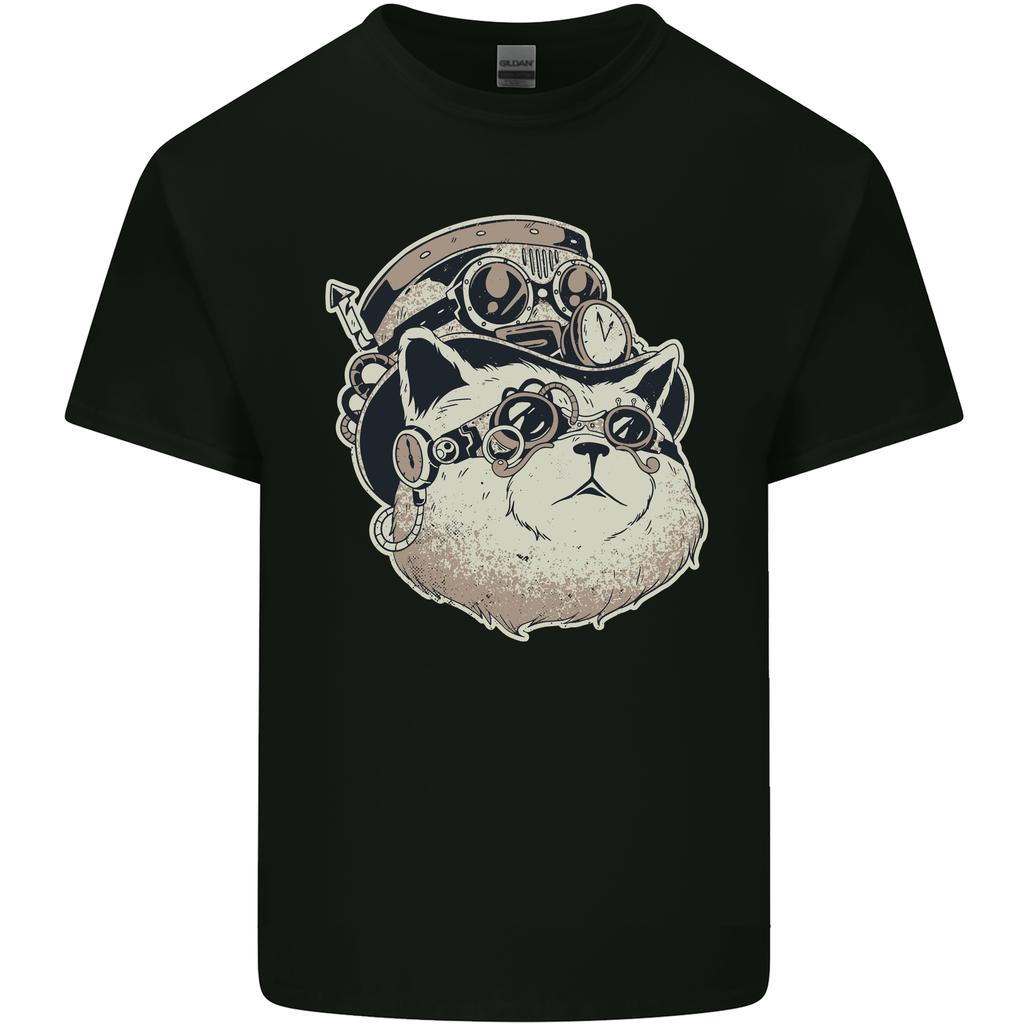 Steampunk Cat Unisexs Light Cotton TShirt