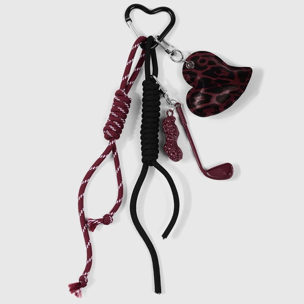 Miu Style Multicolor Leopard Heart & Star Charm Keychain