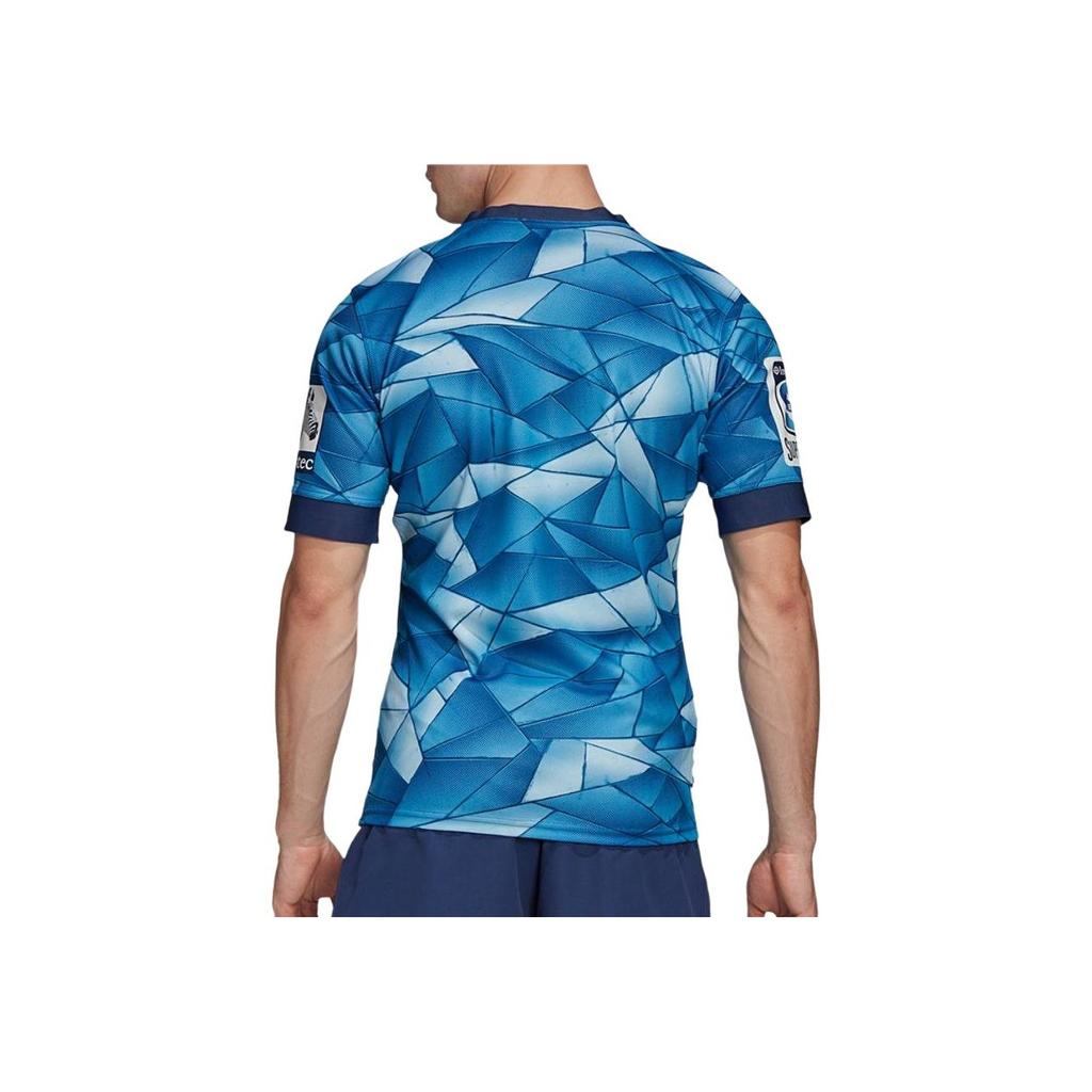 adidas Mens Sport Planet 39-35 Letter Logo Print Round Neck Soft Comfortable Short Sleeve Rugby Shirt Men Tops Royal ED7931