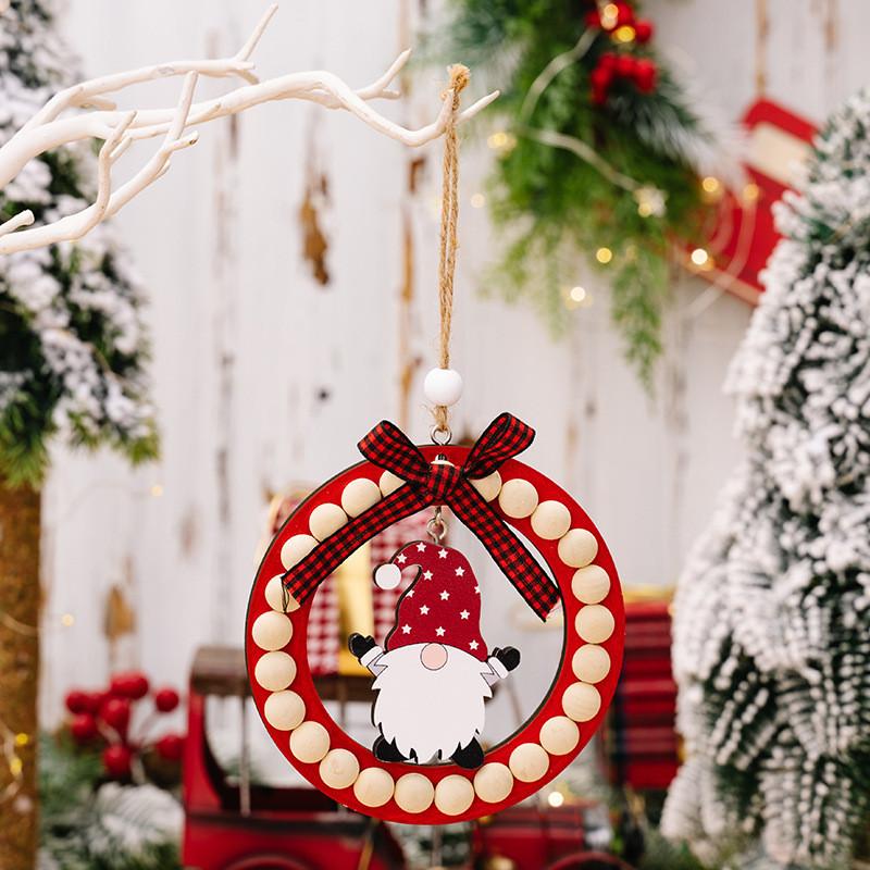 

Charming Wooden Christmas Wreath Ornament Featuring Festive Gnome Designs For Holiday Cheer Red Gnome