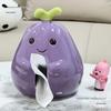Cute Eggplant Ceramic Tissue Box - Cartoon Napkin Holder for Living Room Decor