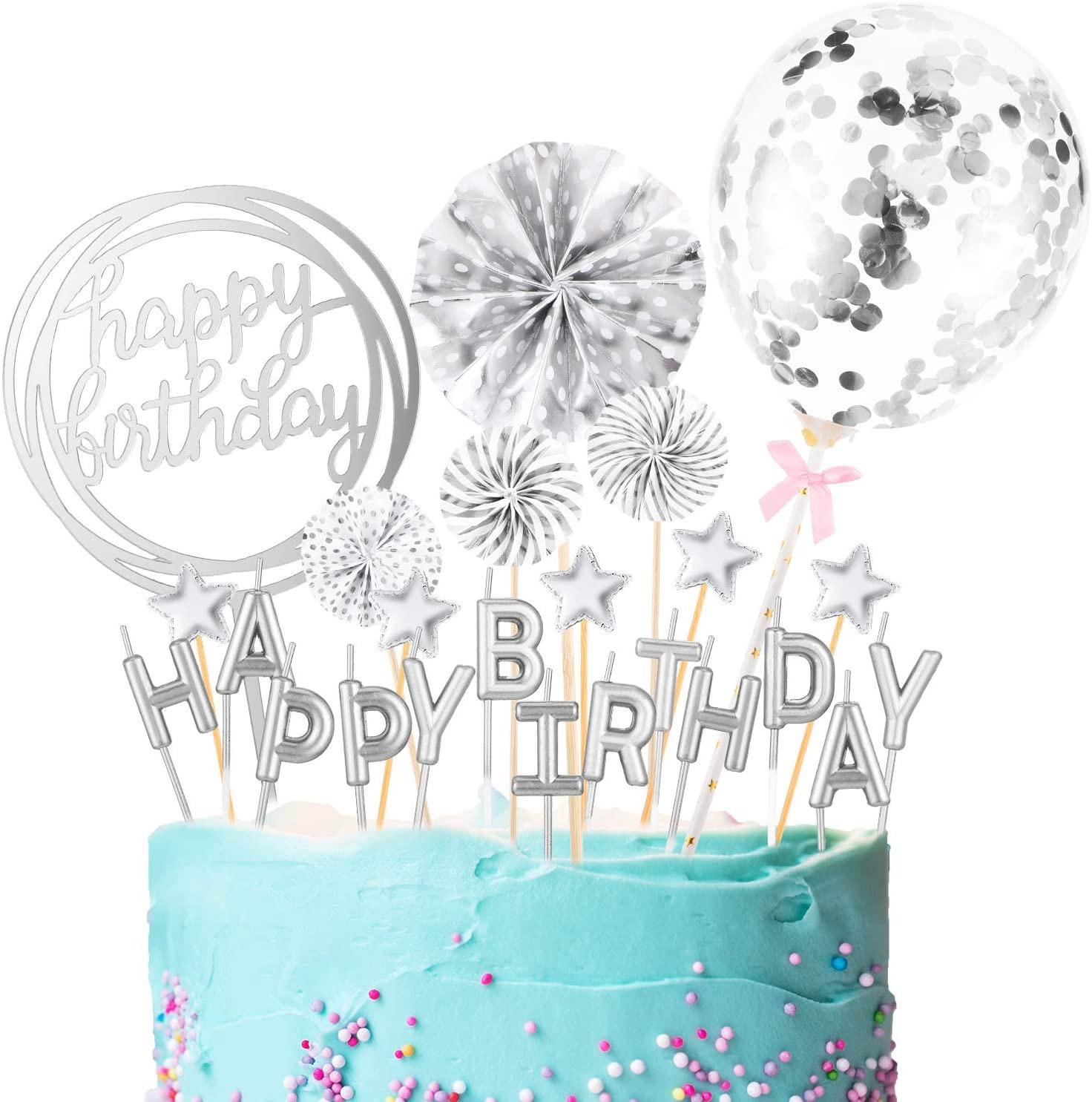 

Набор для украшения торта на день рождения: цветок, веер, воздушный шар, карточка, подходит для принадлежностей для вечеринки по случаю дня рождения HT03