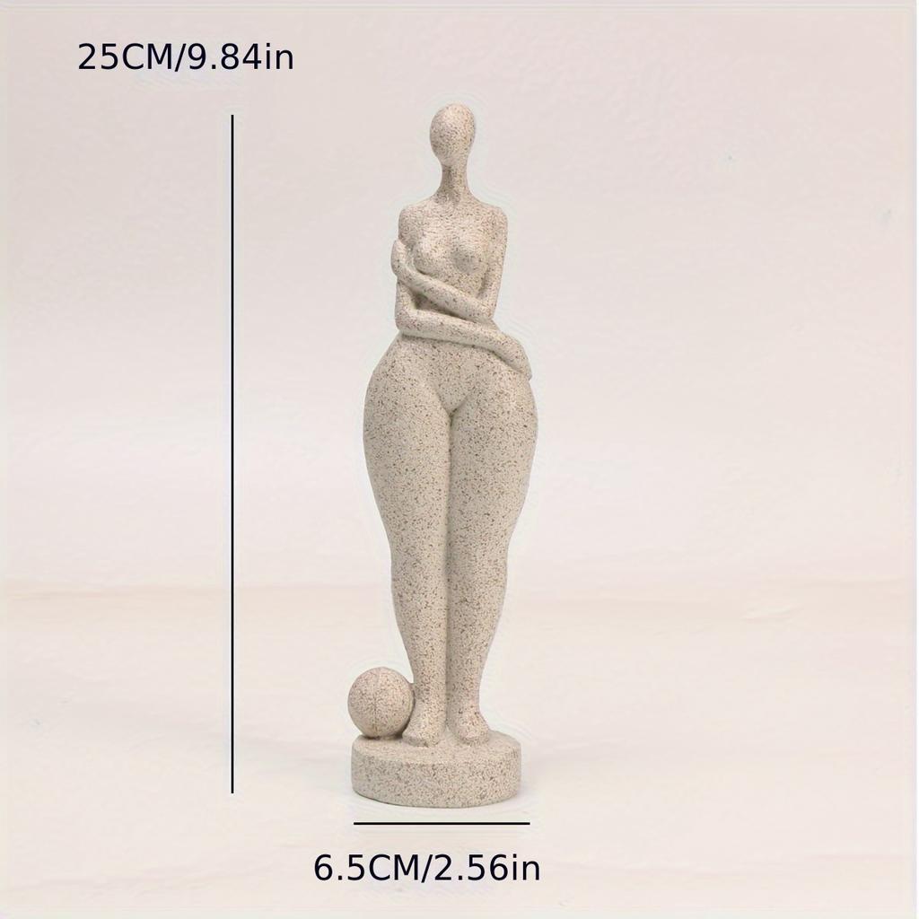 1Pc, Sandstone Resin Chubby Woman Statue Handmade Sandstone Abstract Art Household Living Room Office Cabinet Tabletop Entryway Dec