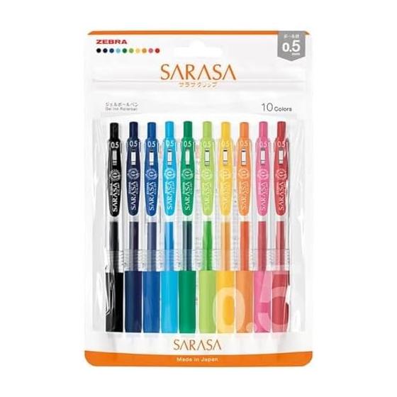 Zebra Gel Ballpoint Pen Sarasa Clip 0.5mm 10 Color Set N JJ15-10C-N