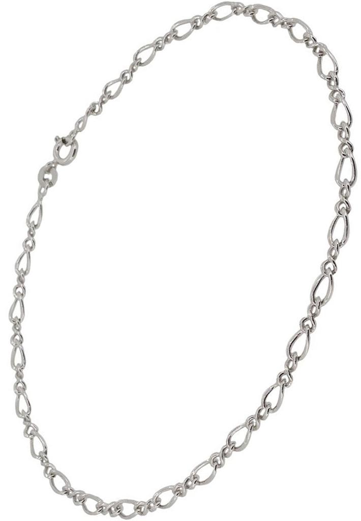 [Shinjuku Gin No Kura] Eternity Figaro Chain Silver 925 Anklet, 26cm, Rhodium-Coated, Simple, Men's