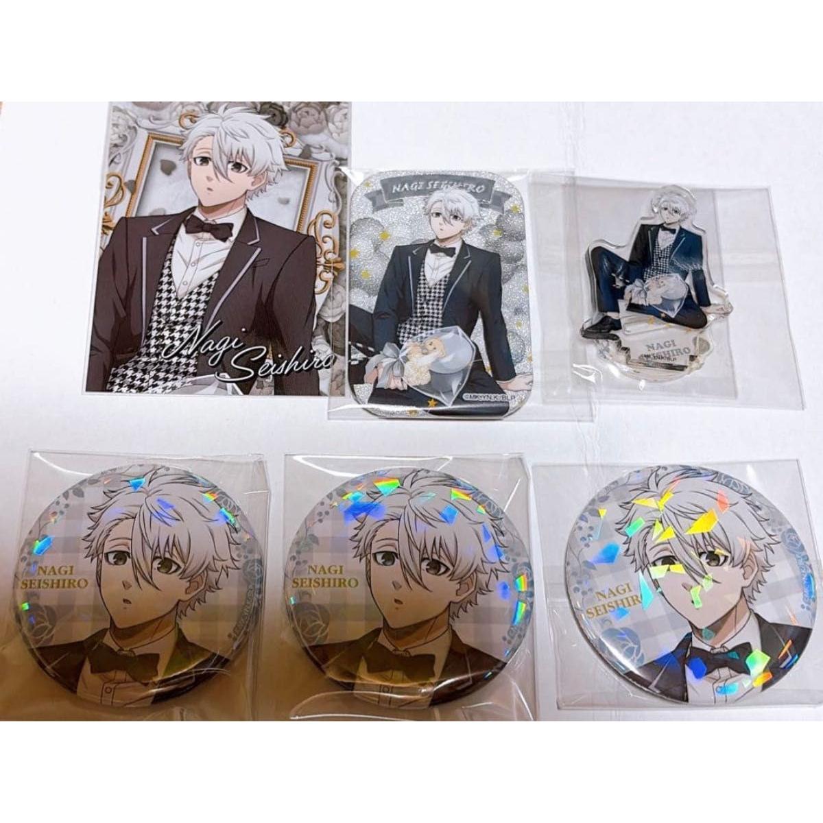 Used Blue Rock Seishiro Nagi Hologram Can Badge Square Can Badge Mini Mini Acrylic Stand Bonus Card