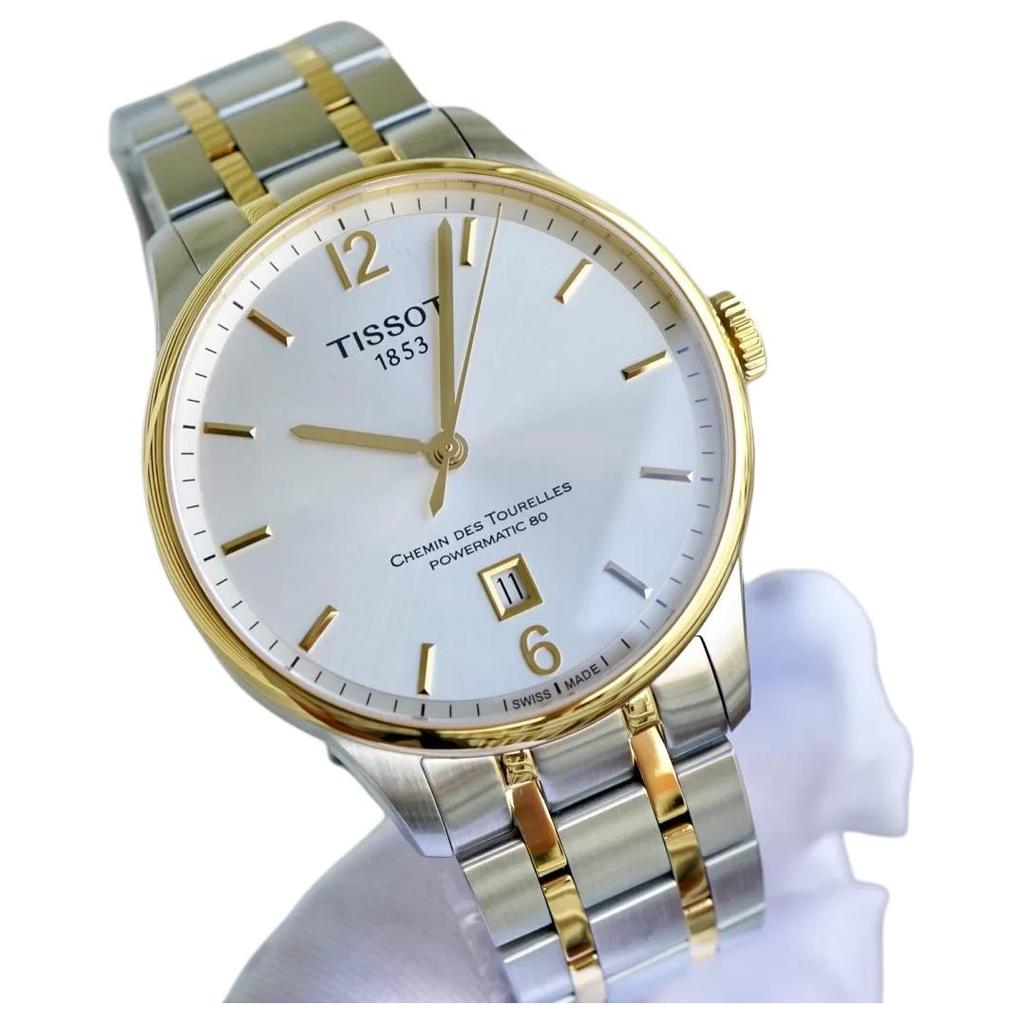 Tissot Elegance Series Automatic Mechanical Movement Steel Band Watch 40mm White Dial Stainless Steel Case Men watches T063.407.22.037.00