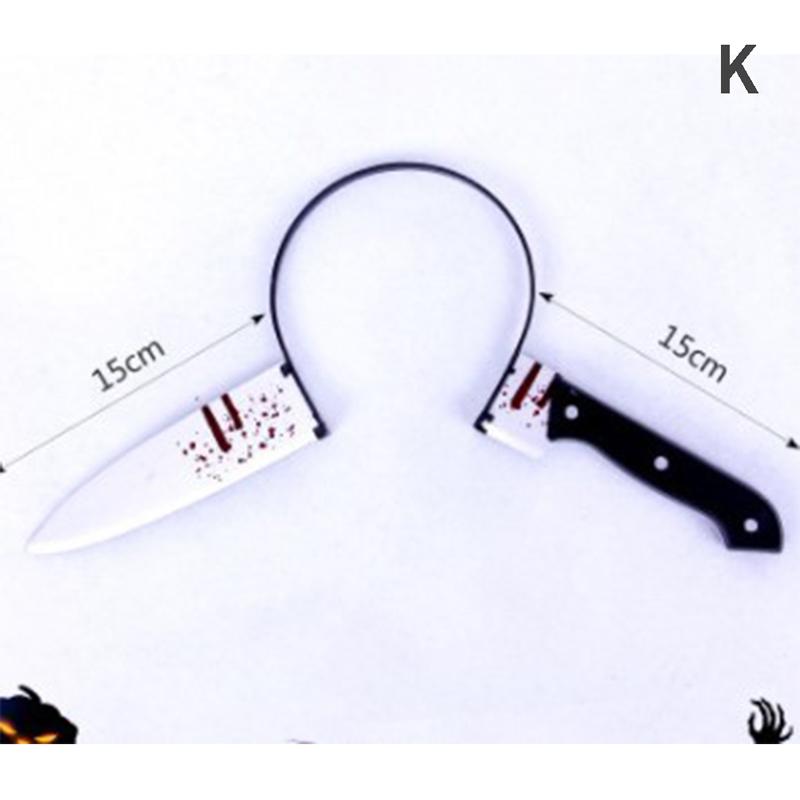 Fake Saw Ax Knife Scary Halloween Headband Tricky Props Horror Party Decor