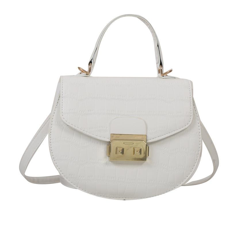 

Wholesale Street Style Stone Texture Saddle Bag Women Bags 2023 Fall Trendy Lock Handbag белый
