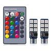 2X Auto Interior Decoration LED T10 W5W Atmosphere Car Light RGB Remote Controller Colorful Reading Door Side Marker Tail Backup